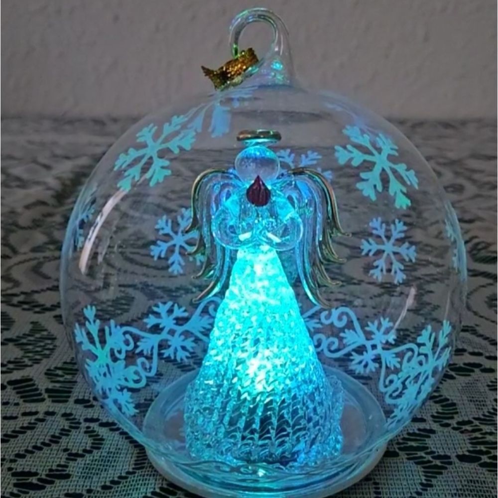Vintage Soreele LED Lighted Glass Angel with Candle Globe